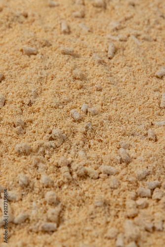 Tablou pe pânză wood pellets from pine sawdust after getting on them with a large amount of water, pallets got wet and crumbled into sawdust, some of them did not get wet and retained their cylindrical shape