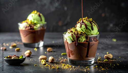 Pistazien-Schokoladen-Eisbecher