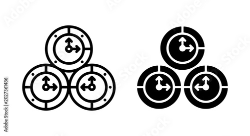 Tableau sur toile Clock Icons, Time Management Symbols, Modern Minimalist Vector Graphics Set
