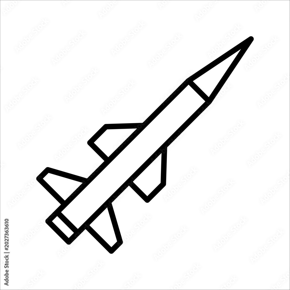 Fototapeta premium Missile Icon. Symbol isolated white background. vector illustration. color editable.