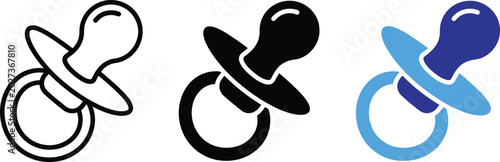 Foto Ergonomic baby pacifier nursing safety accessory vector illustration icon bundle