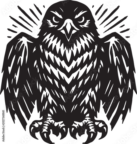 Fierce Owl Silhouette Vector Illustration
