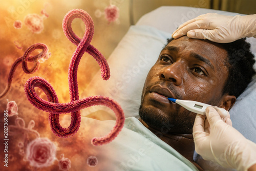 Patient with Ebola fever symptoms during medical examination and Bundibugyo infection 