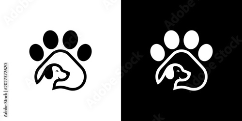 dog monoline concept vector logo design