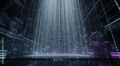 Digital Rain of Data Streams in a Futuristic Network