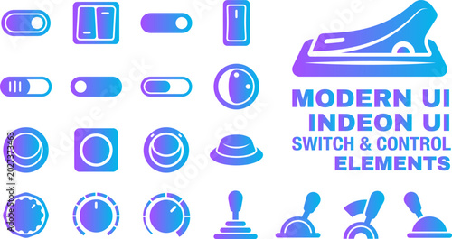 Fotografía Modern ui switch and control elements for digital interfaces and web design with gradient colors