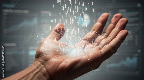 Hand Releasing Digital Binary Data Stream