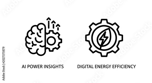 Tableau sur toile Artificial intelligence insights and digital energy efficiency icons set