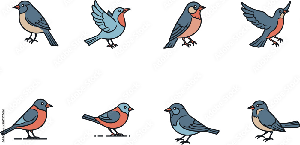 Obraz premium set of birds on a branch