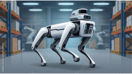 AI Quadruped Robot Vector Icon (Robotic Dog), quadruped robot, robotic dog, robot icon, AI robot, artificial intelligence, robotics, automation, autonomous robot, machine learning, smart robot, 