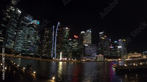 Night view view of Marina Bay Sands Singapore and the Business district.