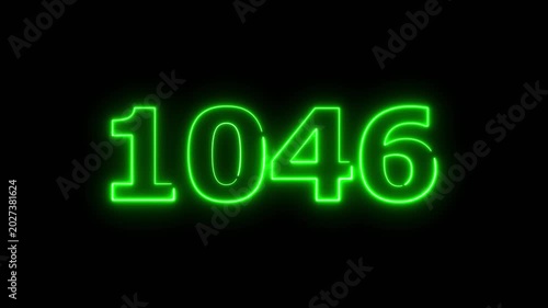 Abstract beautiful glowing neon countdown 1044 number animation background 4k video.