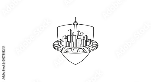 Photos City Skyline Inside Shield Emblem.