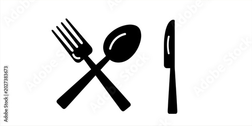 Bild auf Leinwand Seamless black and white pattern of cutlery, featuring minimalist illustrations