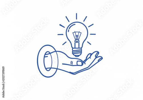 Hand holding a glowing light bulb icon