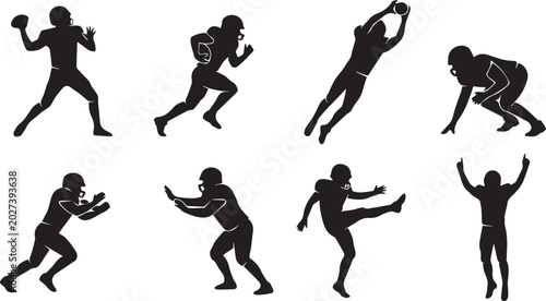 Foto American football players in action silhouettes