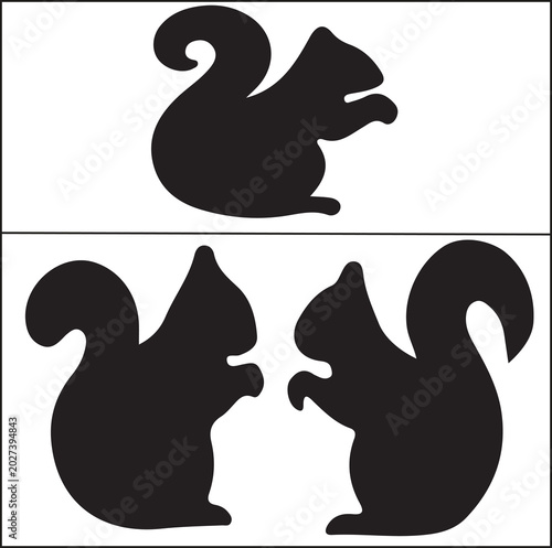 Minimalist Squirrel Silhouette Vector Set with Mirrored Composition
