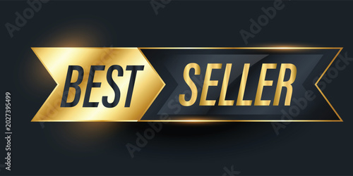 Cuadro en lienzo Best seller ribbon banner with luxury gold gradient effect, premium promotional label and elegant marketing badge design