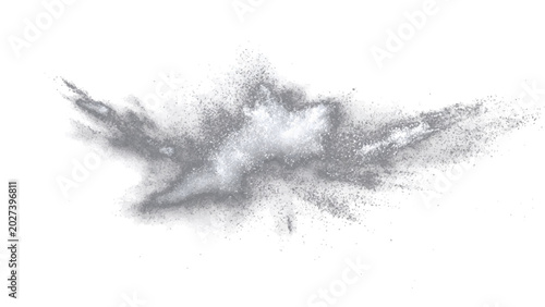 Canvastavla Explosion silver glitter dust particles dispersing chaotic pattern, creating dynamic abstract effect