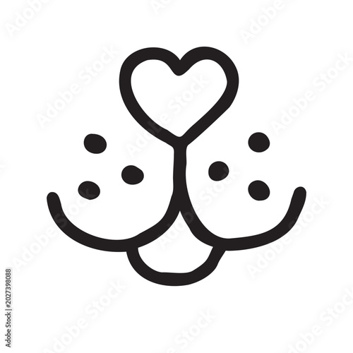 Vector hand drawn sketch doodle outline dog nose isolated on white background
