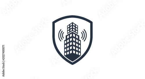 Foto Shield with a building logo symbol.