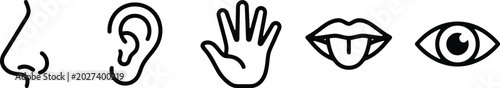 Fotografia Human Face Parts, Facial Features Icons, Line Art Symbols, Body Parts Illustrati