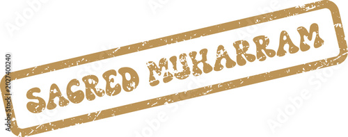 Valokuva Distressed vintage stamp featuring the words Sacred Muharram symbolizing Islamic