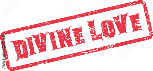 Fotografía Divine Love Text Red Grunge Rubber Stamp Symbolizing Affection and Spiritual Con