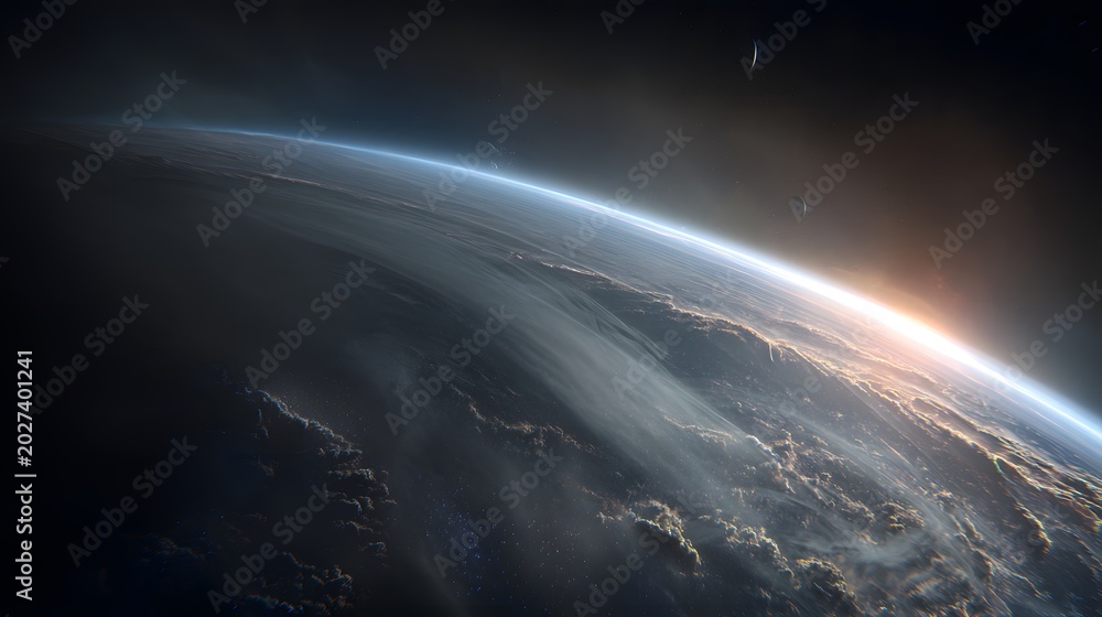 Obraz premium Majestic planetary vista reveals cosmic beauty breathtaking scale and stunning atmospheric detail
