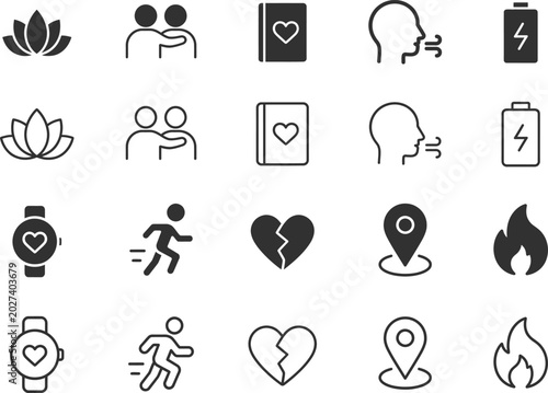 20 icon set editable stroke filled minimal vector illustrations for stock design