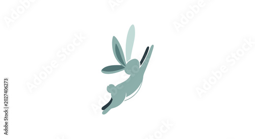 Photos Gray rabbit in mid leap motion.
