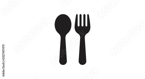Foto spoon and fork silhouette on white background