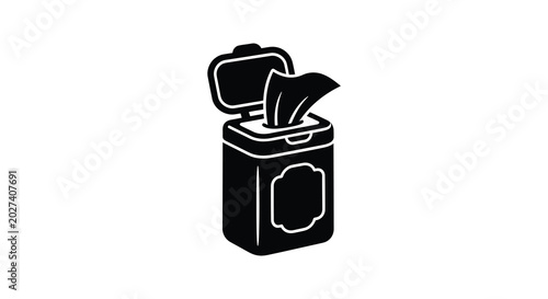wet wipes container silhouette on white background