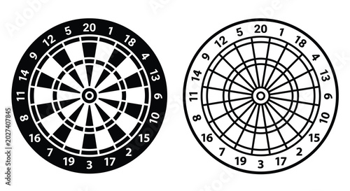 Bild auf Leinwand dartboard silhouette on white background game target with numbers