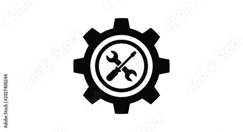 settings gear icon with crossed wrench and screwdriver