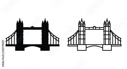 tower bridge silhouettes on white background