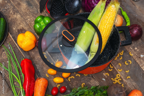 Foto Homestyle Cooking With Vibrant Ingredients