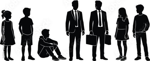 Φωτογραφία Silhouette illustration of diverse people representing childhood, youth, and adu