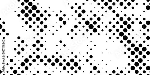 Abstract black polka dots pattern with varying sizes on white background modern vector design, black and white halftone dots pattern background vector graphic design with gradient circles.