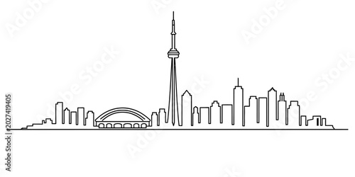 Photography Toronto city skyline outline drawing
