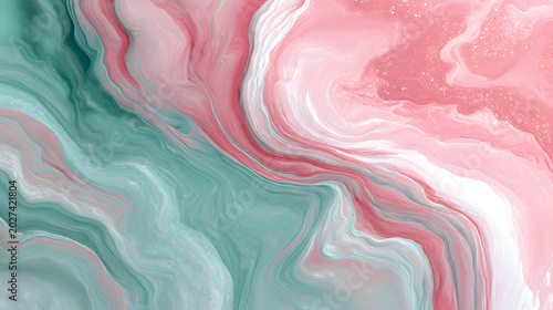 Swirling Pink Teal Marble Flow