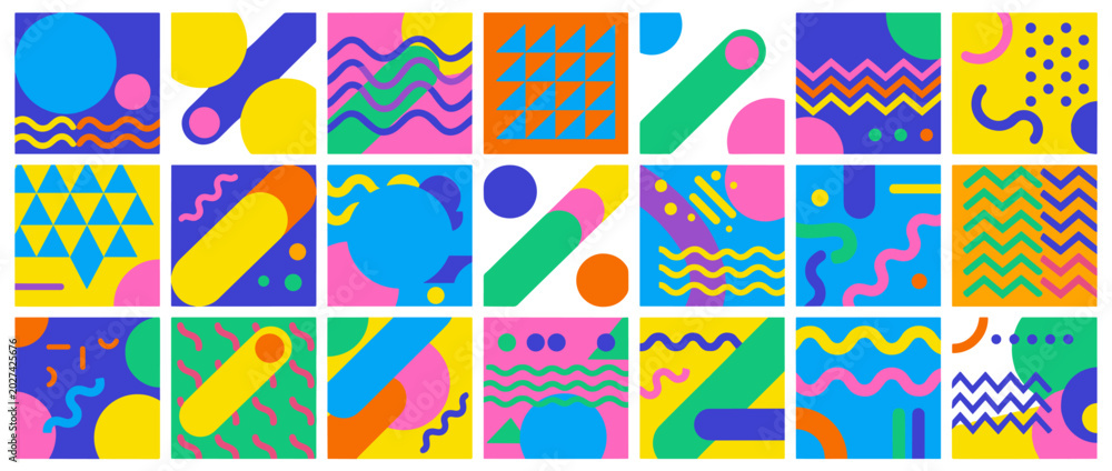 Obraz premium Vibrant Abstract Geometric Shapes Background Pattern Modern Bold Design