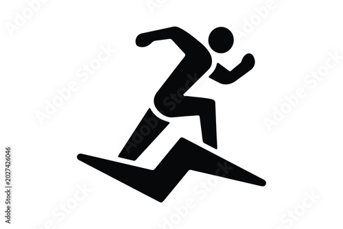 Fast Runner with Lightning Bolt Icon - Speed, Energy, and Performance Symbol