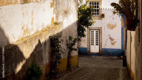 Walking around picturesque Obidos, Portugal