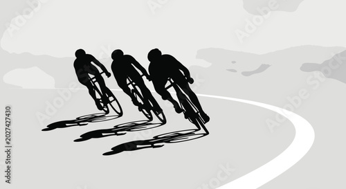 Foto Cycling Race Silhouette Illustration with Competitive Bicycle Sport Action Symbo