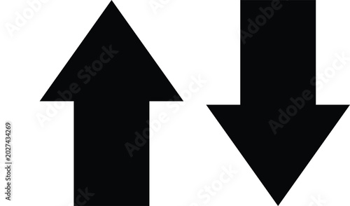 Foto Black up and down arrows icon isolated for navigation and direction design