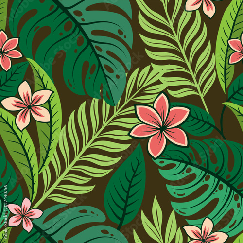 Bild auf Leinwand Tropical leaves background  colorful summer pattern design with topical foliage