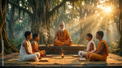 Ved Vyasa Teaching Disciples In Forest Ashram