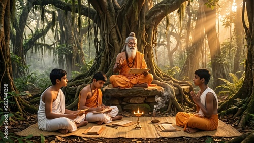 Ved Vyasa Teaching Disciples In Forest Ashram