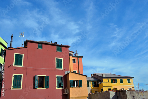 The picturesque seaside village of Boccadasse, famous for its pastel-colored houses Genoa  Italy